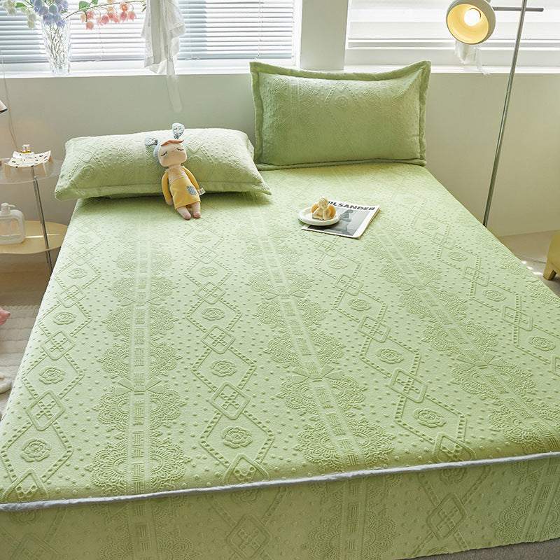 Milk Fiber Fitted Sheet Simmons Special Coral Flannel Fleece Thickened Bedspread