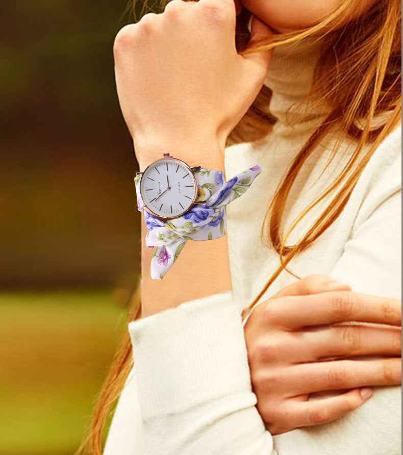 Calico strap quartz watch