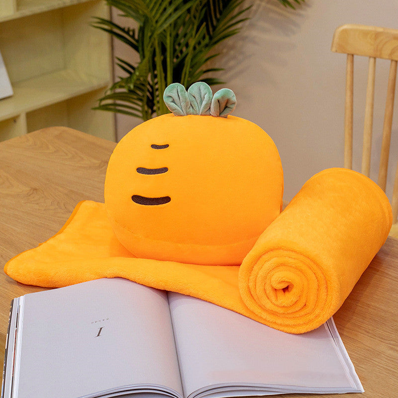 Warm in winter with a pillow and a stuffed toy blanket