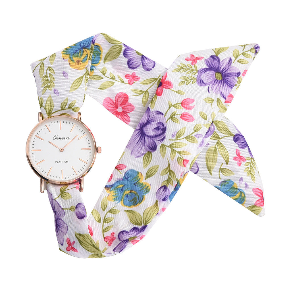 Calico strap quartz watch