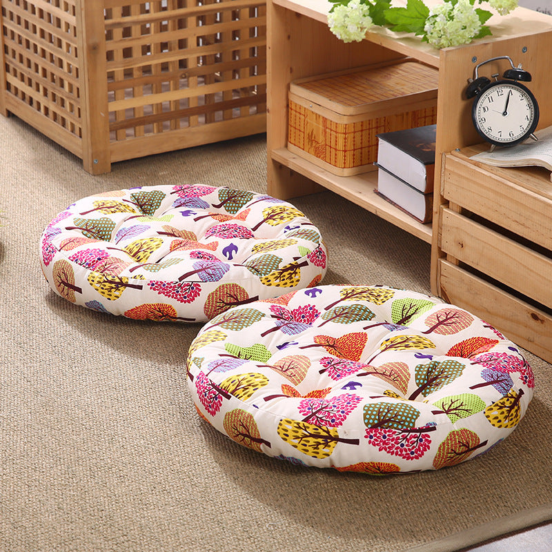 Cotton and linen round cushion