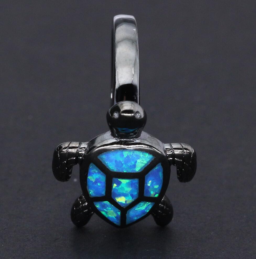 Vintage black gun metal blue turtle form opal ring jewelry for women party cocktail ring mode specific friend gift
