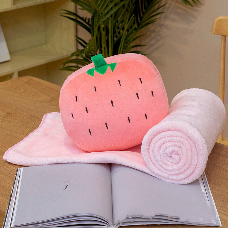 Warm in winter with a pillow and a stuffed toy blanket