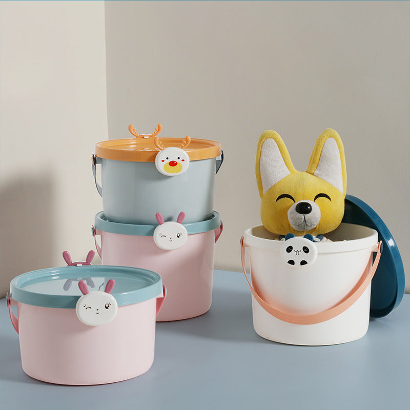 Children's cartoon portable plastic bucket toy storage bucket
