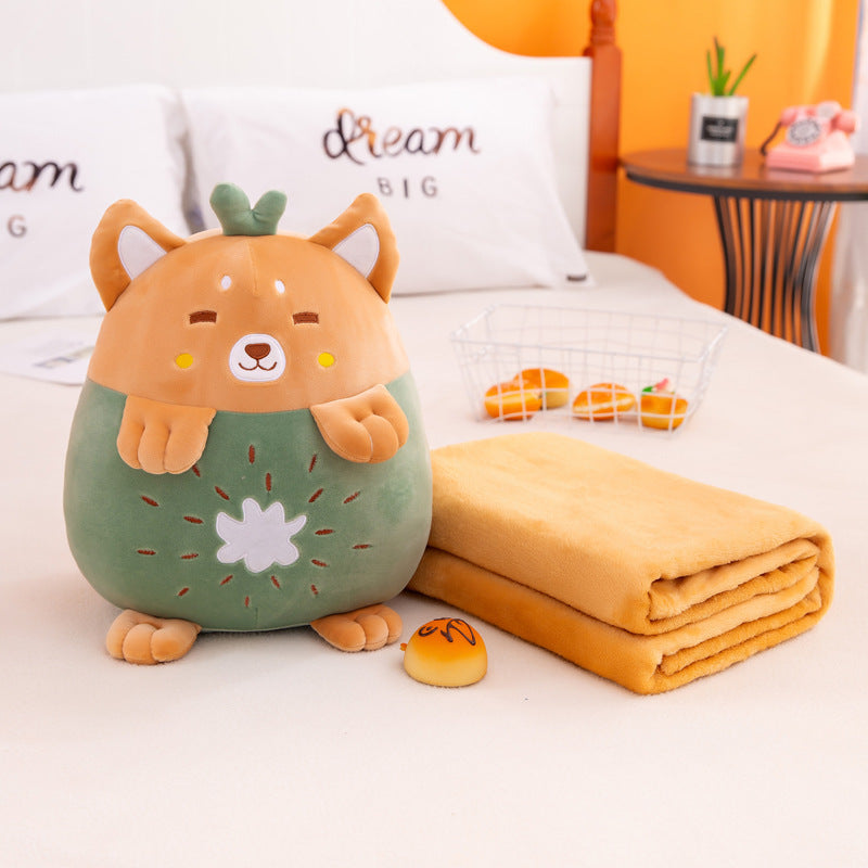 Cartoon Rabbit Air Conditioner Blanket With Plush Hand Warming Pillow