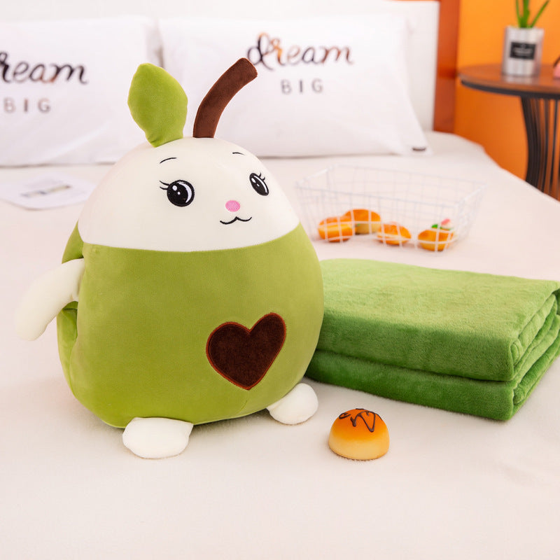 Cartoon Rabbit Air Conditioner Blanket With Plush Hand Warming Pillow