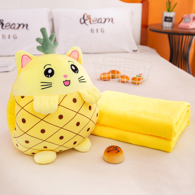 Cartoon Rabbit Air Conditioner Blanket With Plush Hand Warming Pillow