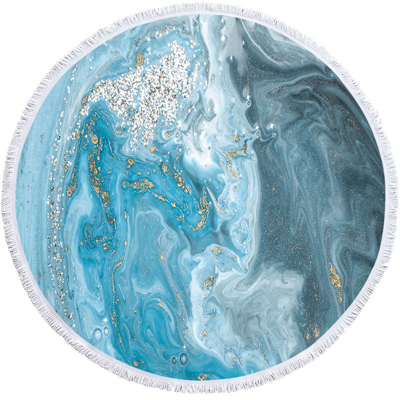 Factory Direct Supply Of Round Printed Beach Towels, Microfiber Shawls, Beach Towels, Flow Gold Series CanBe Customized