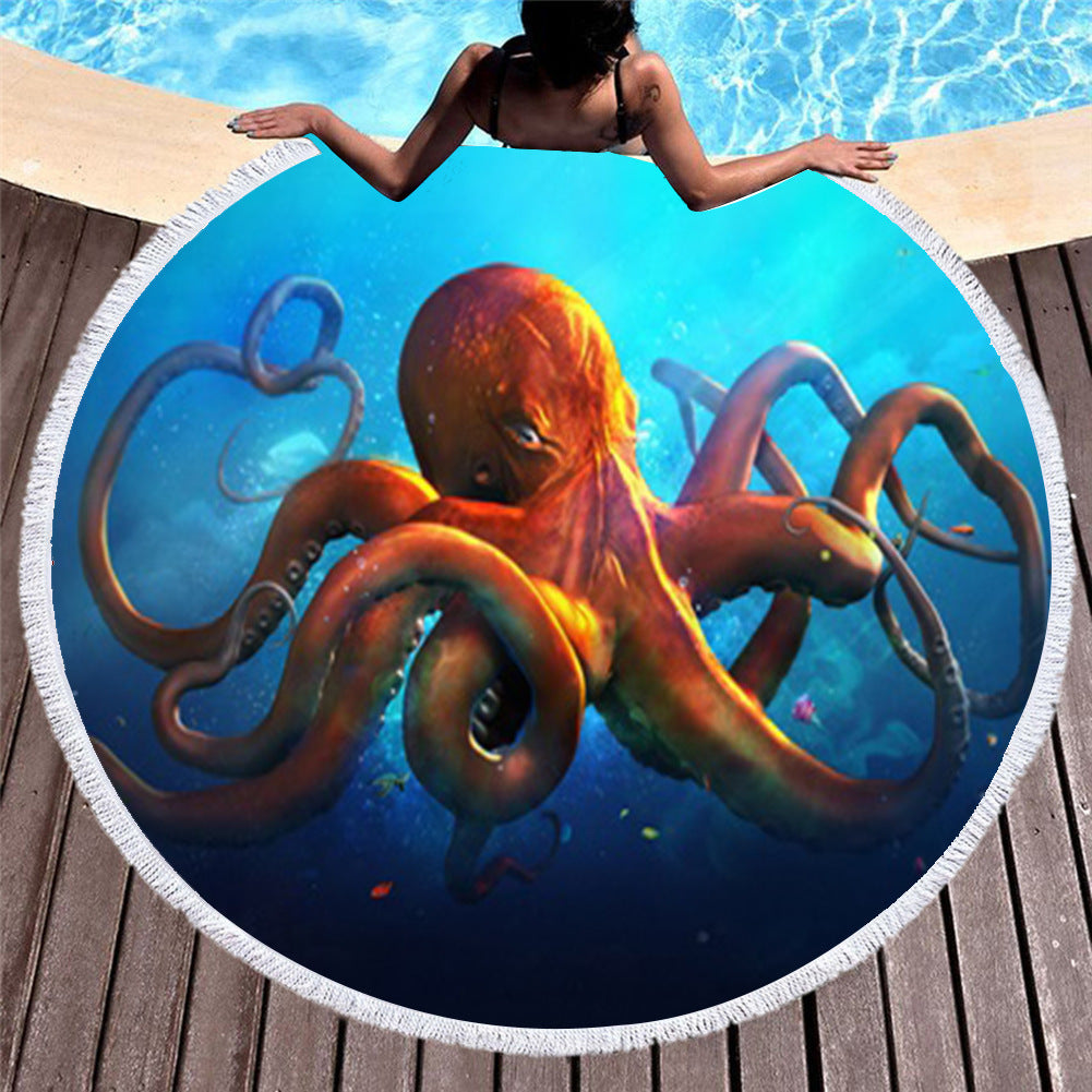 Marine Animals, Turtles And Dolphins, Amazon Fashion European And American Round Microfiber Digital Printing Beach Towels