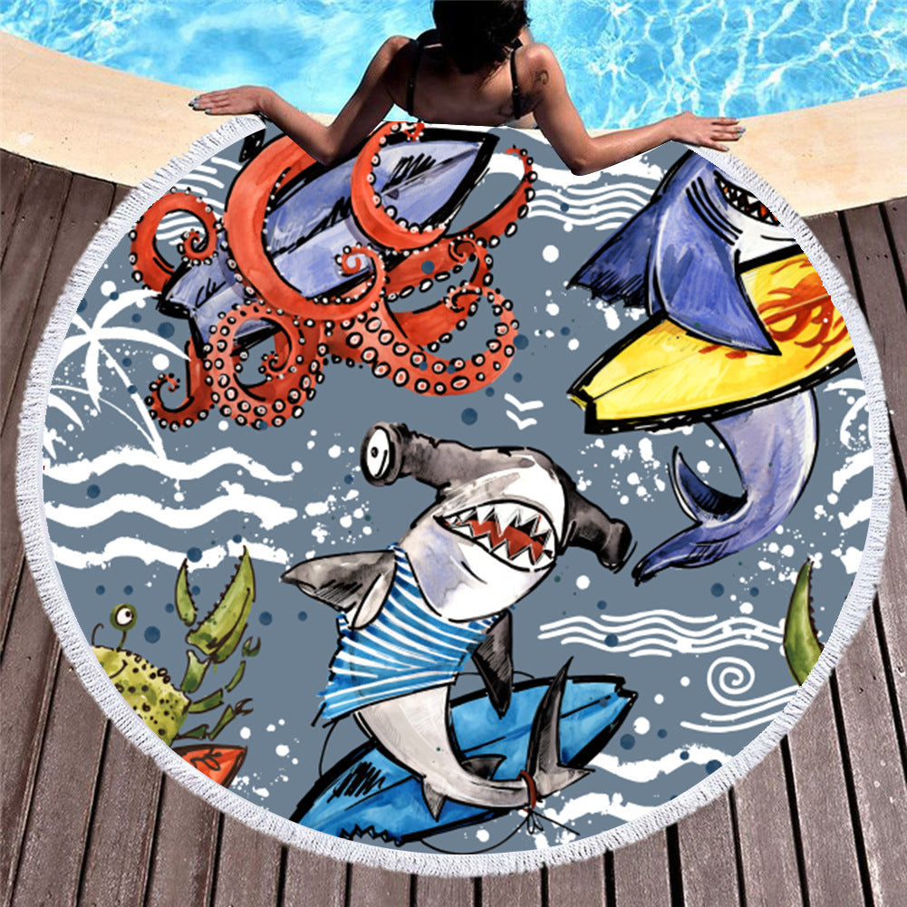 Marine Animals, Turtles And Dolphins, Amazon Fashion European And American Round Microfiber Digital Printing Beach Towels