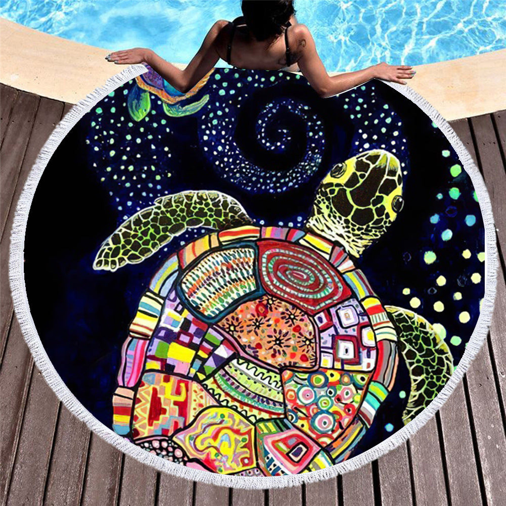 Marine Animals, Turtles And Dolphins, Amazon Fashion European And American Round Microfiber Digital Printing Beach Towels