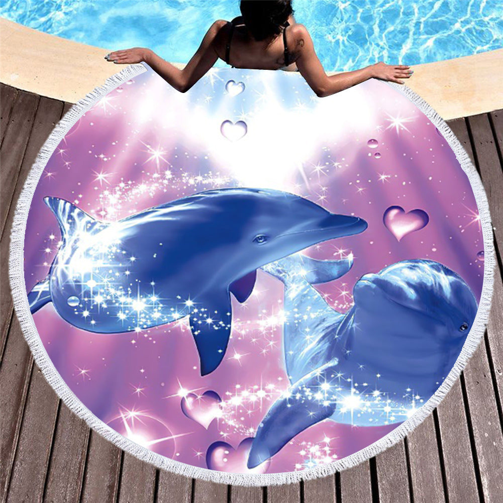 Marine Animals, Turtles And Dolphins, Amazon Fashion European And American Round Microfiber Digital Printing Beach Towels