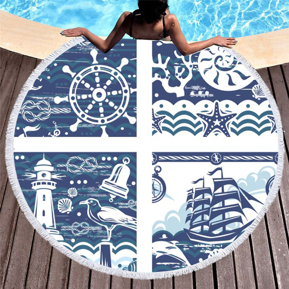 Marine Animals, Turtles And Dolphins, Amazon Fashion European And American Round Microfiber Digital Printing Beach Towels
