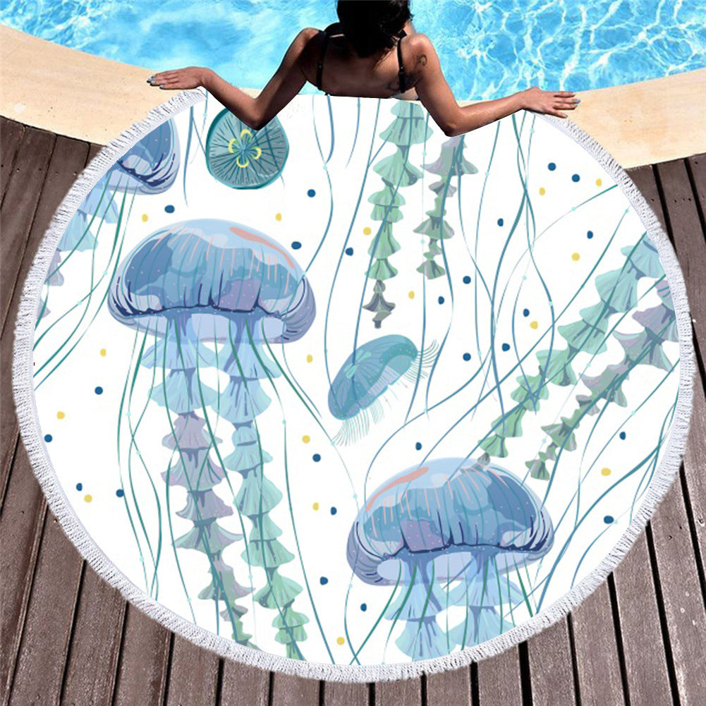 Marine Animals, Turtles And Dolphins, Amazon Fashion European And American Round Microfiber Digital Printing Beach Towels