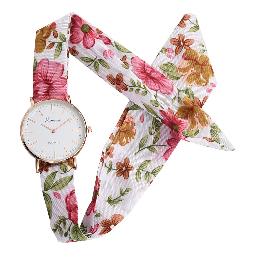 Calico strap quartz watch