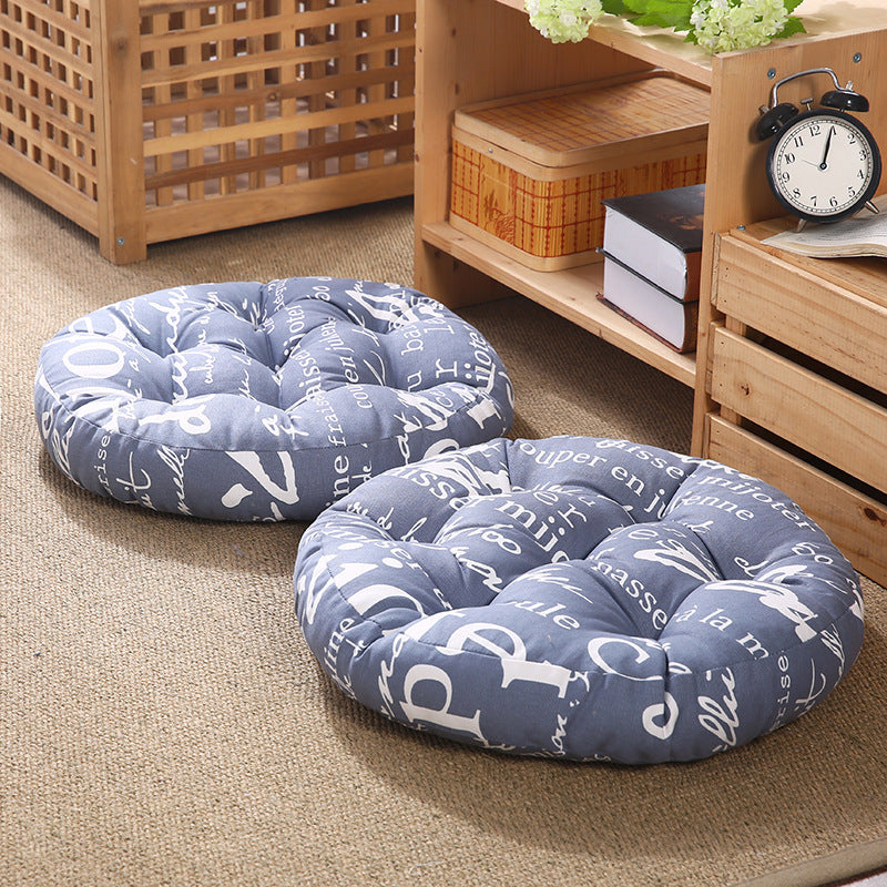 Cotton and linen round cushion