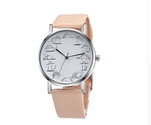Lazy Cute Cat Female Child Student Watch