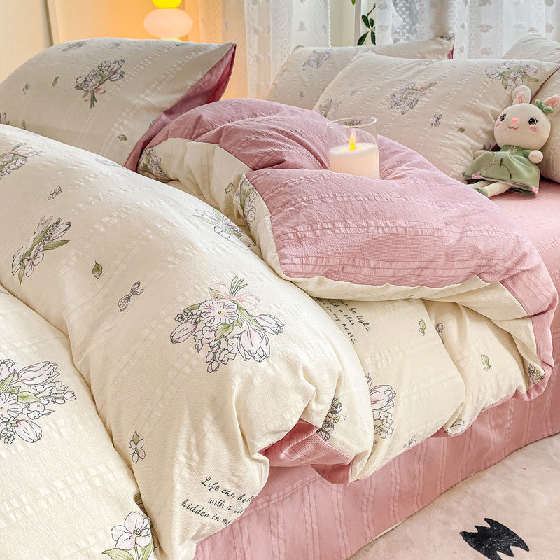 Maternal And Child Grade Washed Jacquard Yarn Cotton Mattress Cover