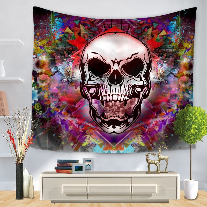 Skull Halloween digital print tapestry hung tablecloth beach towel