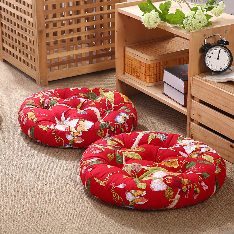 Cotton and linen round cushion