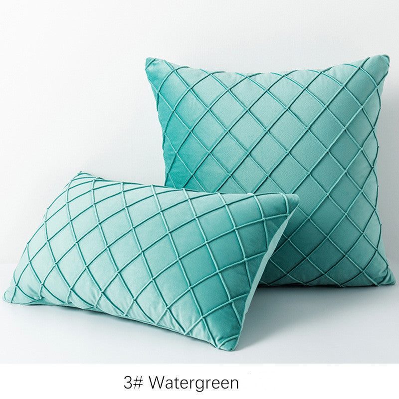 Diamond plaid velvet pillowcase