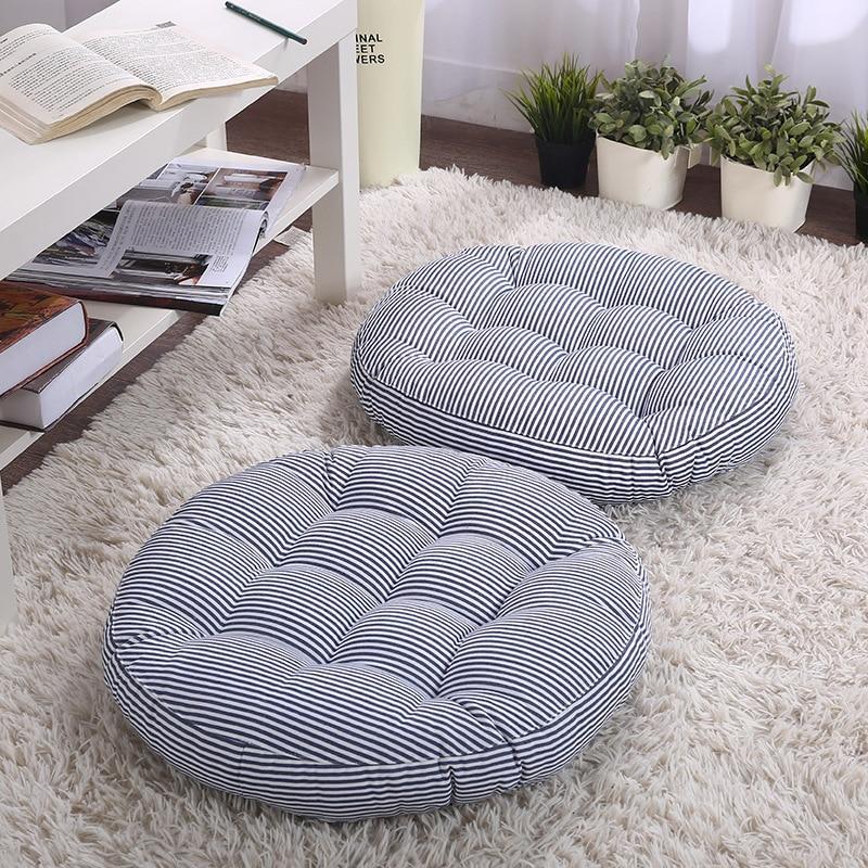Cotton and linen round cushion