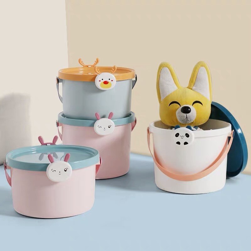 Children's cartoon portable plastic bucket toy storage bucket