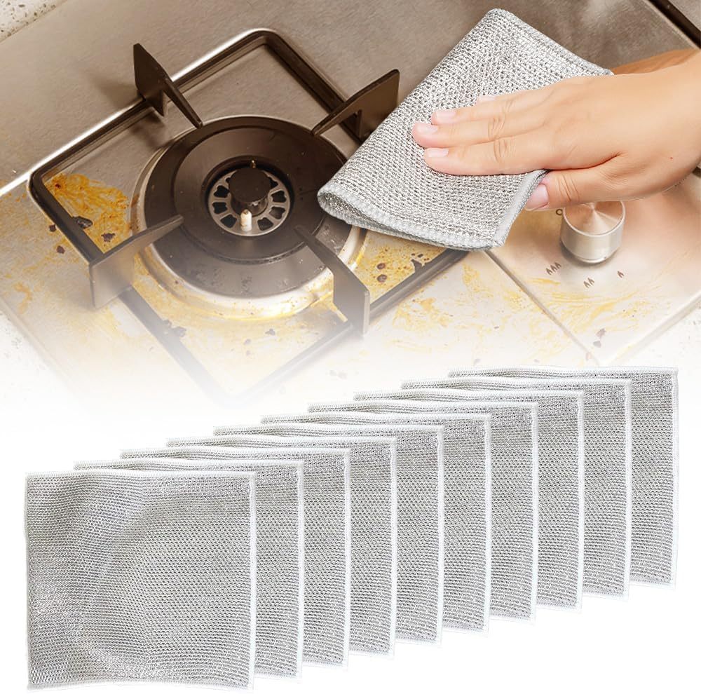 Multipurpose Wire Dishwashing Rags, 2025 New Metal Wire Dishwashing Cloths Towels Scrubs Cleans, Premium Scrubbing Wire Dishwashing Rags Non-Scratch Wire Dishcloth For Dishes, Sinks