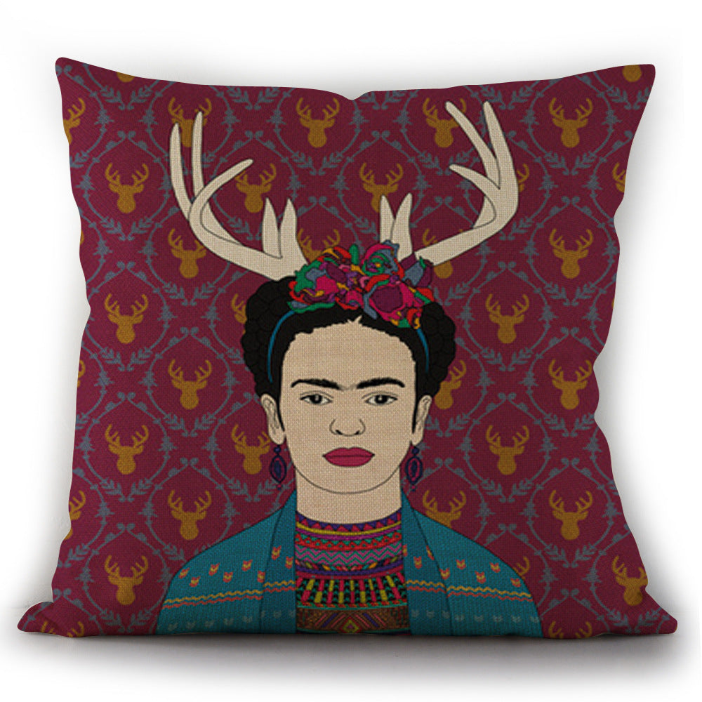 Self-portrait Oil Painting Linen Cushion Pillowcase