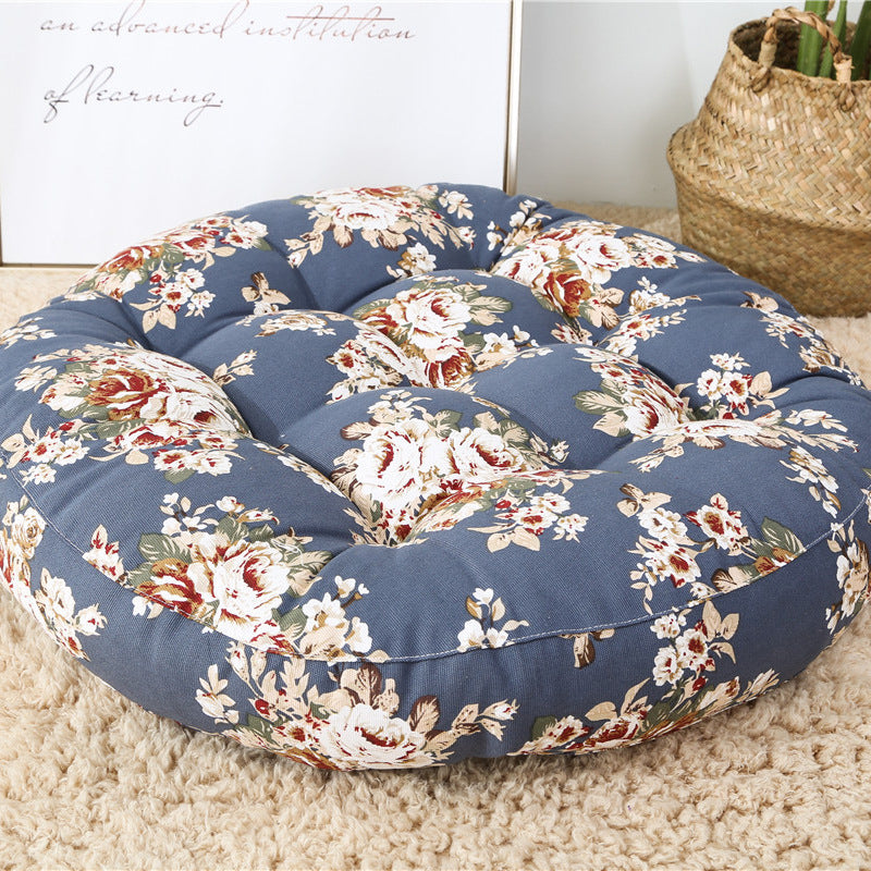 Cotton and linen round cushion