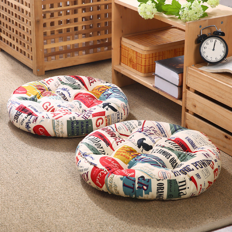 Cotton and linen round cushion