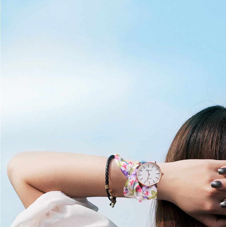 Calico strap quartz watch