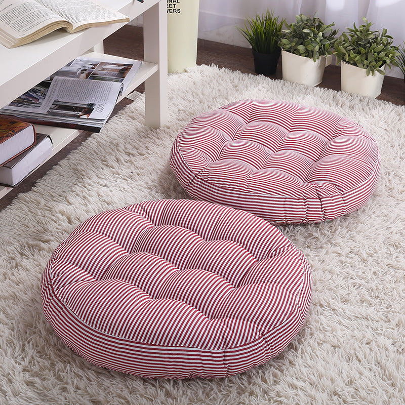 Cotton and linen round cushion