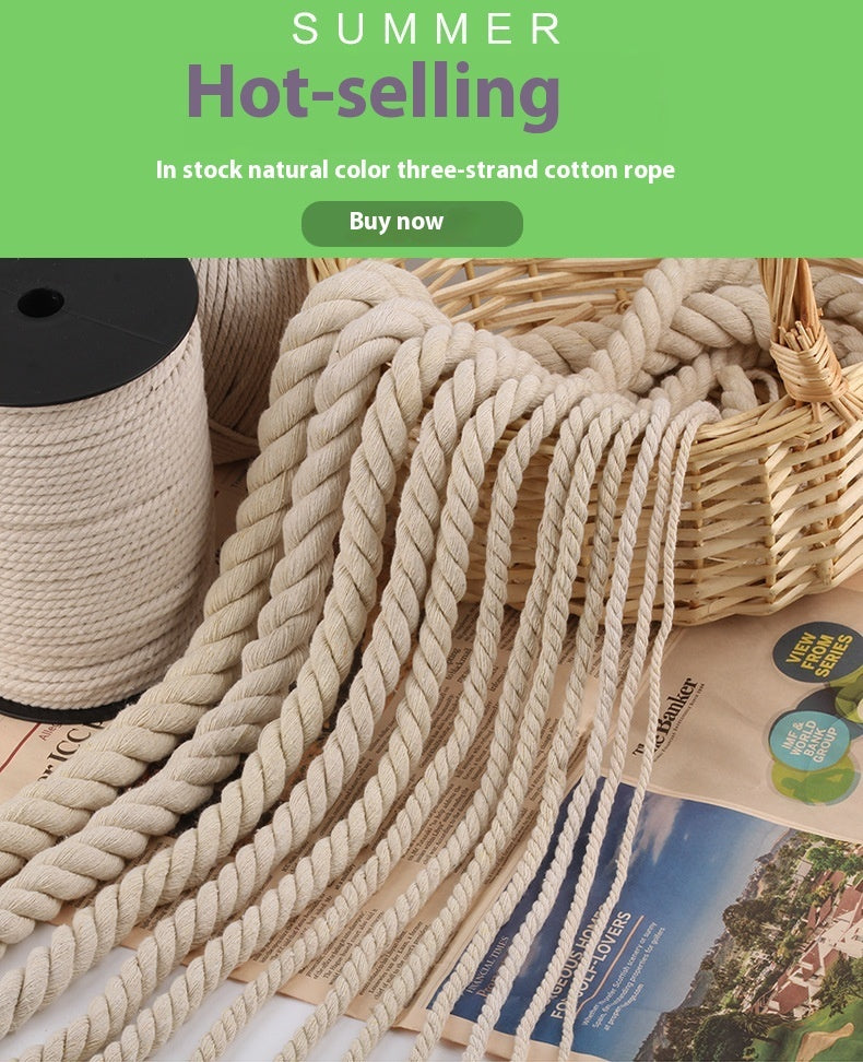 Coarse Cotton Rope 1-2-3-20mm Three-strand Beige Cotton String