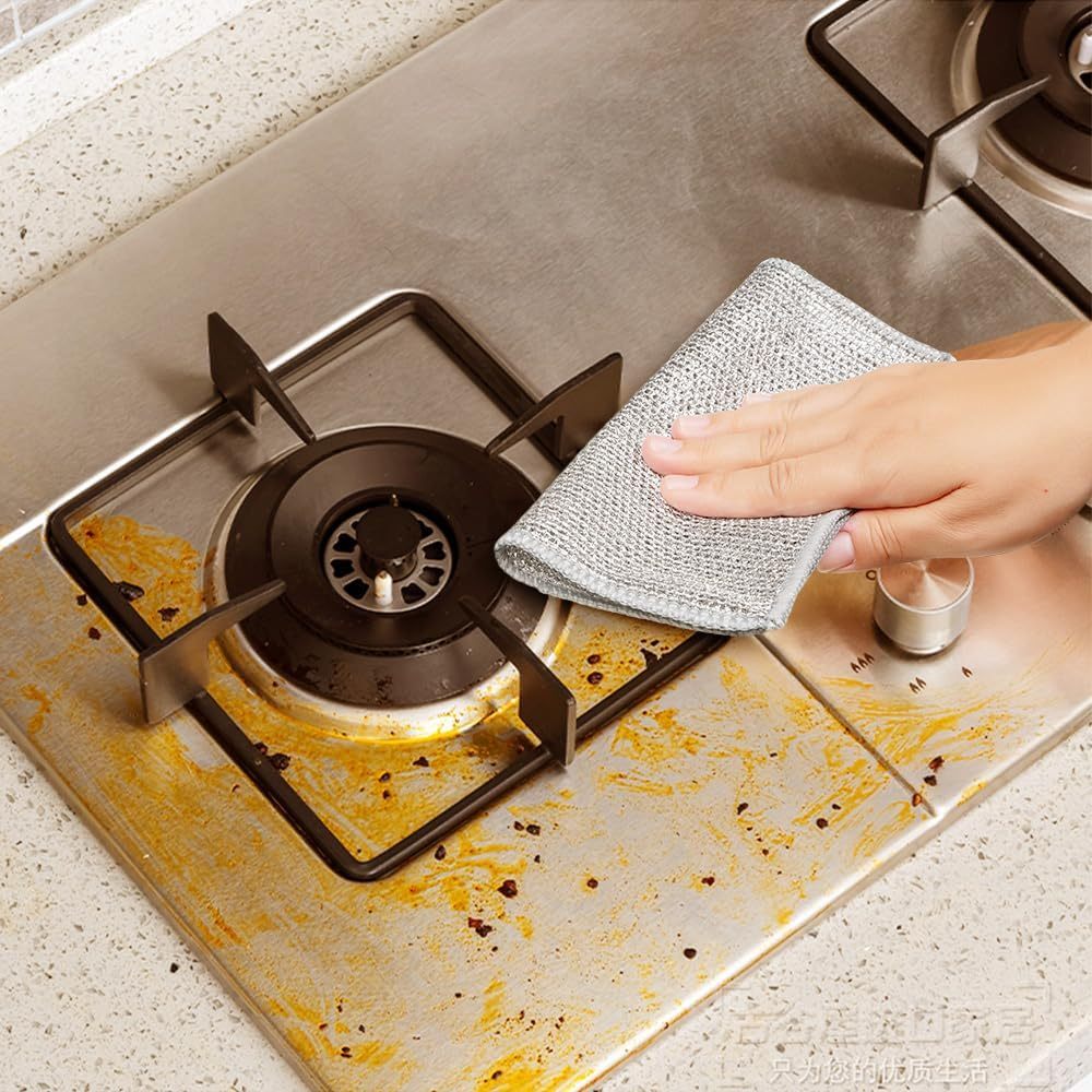 Multipurpose Wire Dishwashing Rags, 2025 New Metal Wire Dishwashing Cloths Towels Scrubs Cleans, Premium Scrubbing Wire Dishwashing Rags Non-Scratch Wire Dishcloth For Dishes, Sinks
