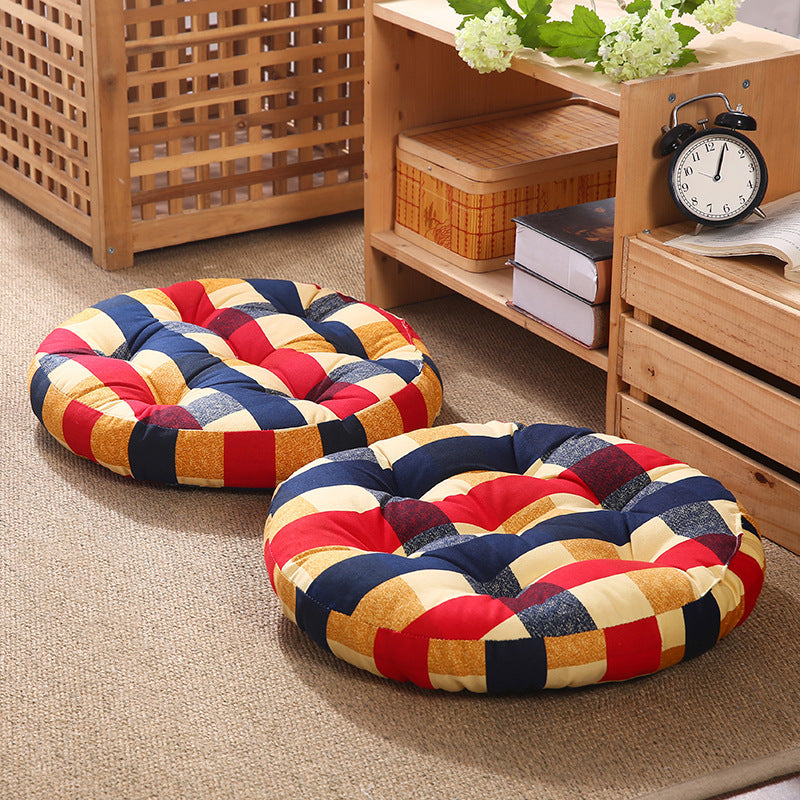 Cotton and linen round cushion