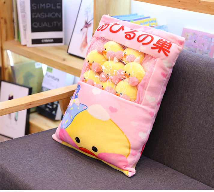 Kawaii 8pcs LaLafanfan Cafe Duck Plush Balls Bag Snack Toy Pillow