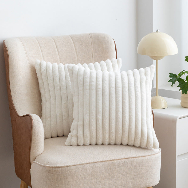 Nordic Light Luxury Faux Rabbit Fur Drawstring Pillowcase
