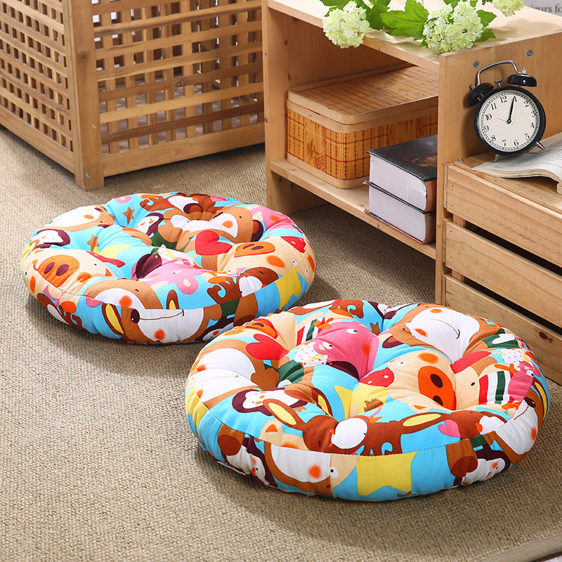 Cotton and linen round cushion