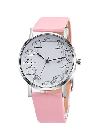 Lazy Cute Cat Female Child Student Watch