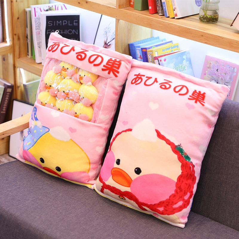 Kawaii 8pcs LaLafanfan Cafe Duck Plush Balls Bag Snack Toy Pillow
