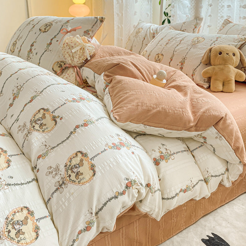 Maternal And Child Grade Washed Jacquard Yarn Cotton Mattress Cover