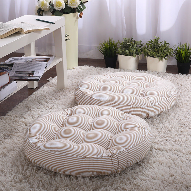 Cotton and linen round cushion