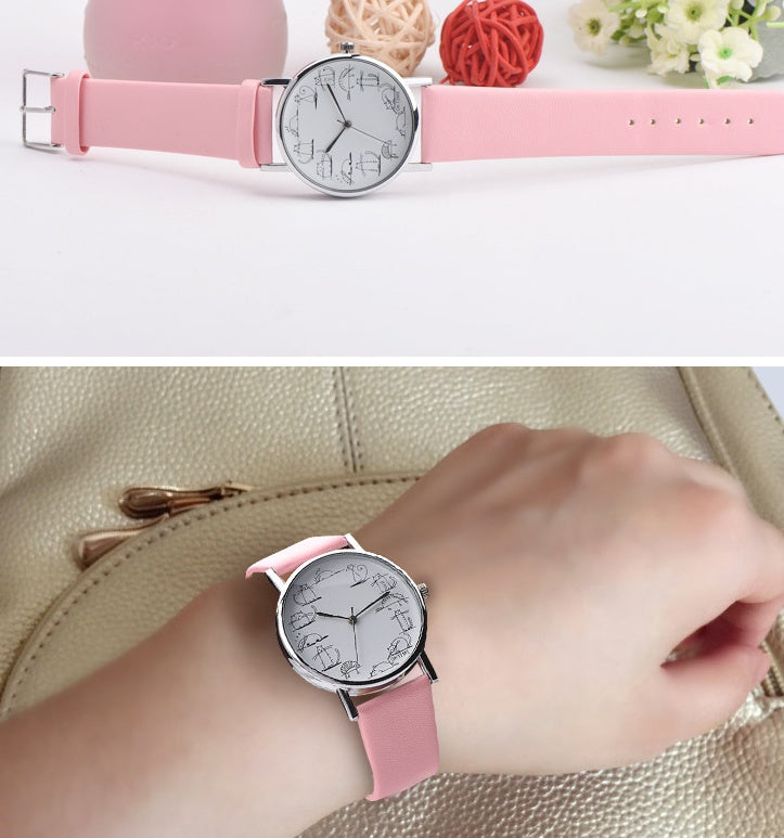 Lazy Cute Cat Female Child Student Watch