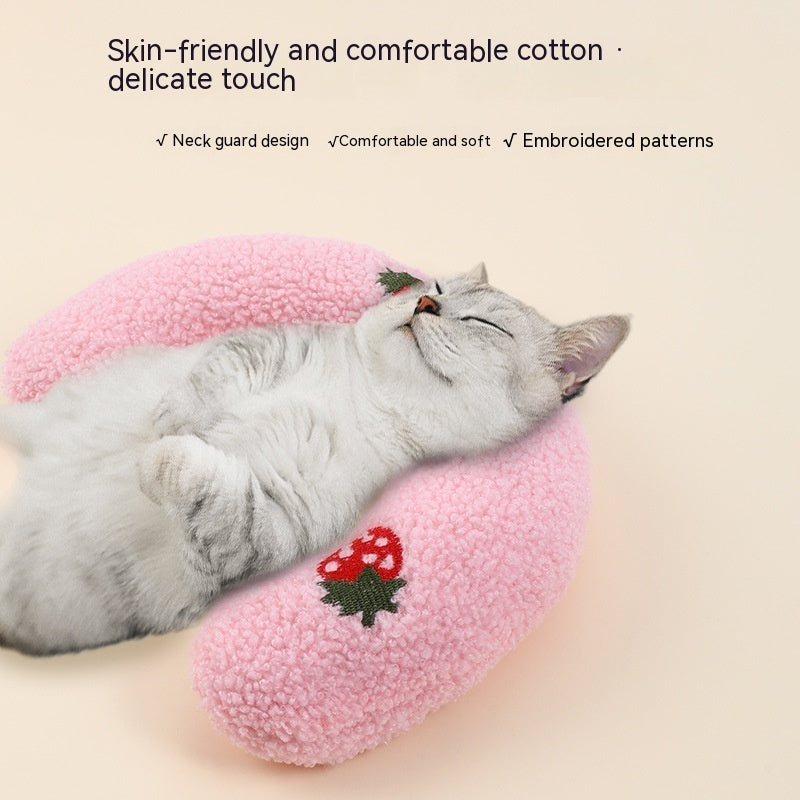 Pet Dog Cat Protect Cervical Spine Deep Sleep U-shape Pillow