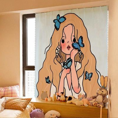 Dormitory Simple Paste Shading Cloth Korean Ins Style Velcro Curtain