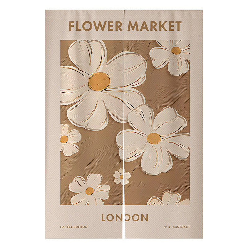 Cream Flowers Simple Door Curtain Bathroom Windshield