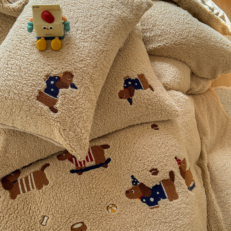 Four-piece Cashmere Winter Cartoon Extra Thick