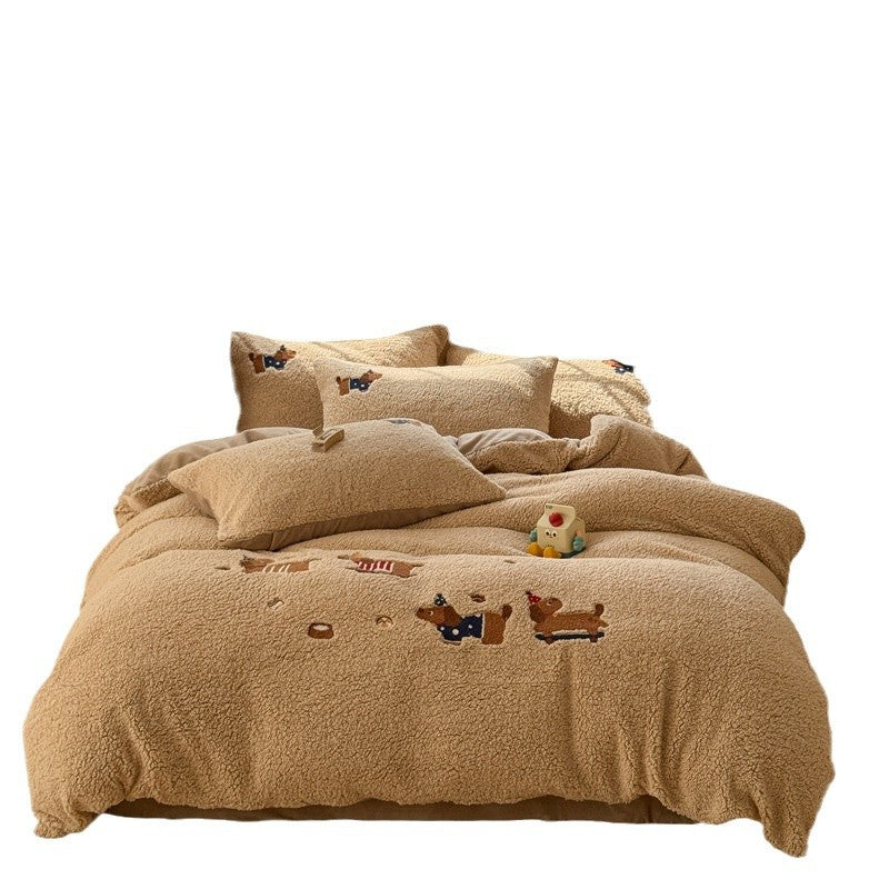 Four-piece Cashmere Winter Cartoon Extra Thick