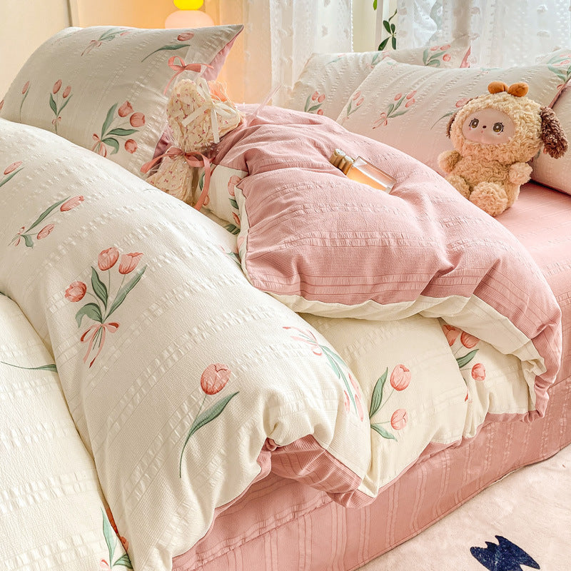 Maternal And Child Grade Washed Jacquard Yarn Cotton Mattress Cover